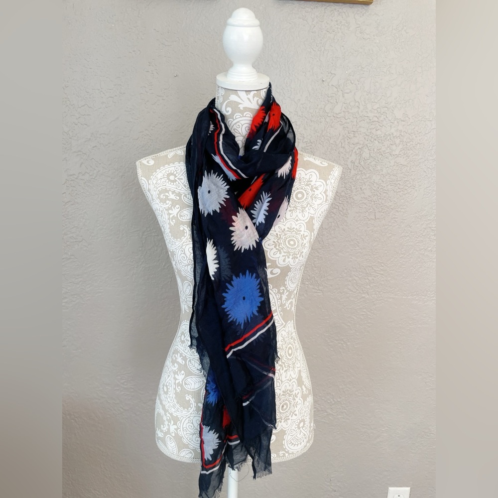 Kate spade Floral Patterned Scarf - Black, Red, Blue - Picture 2 of 7